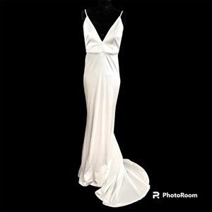 White satin bridal dress